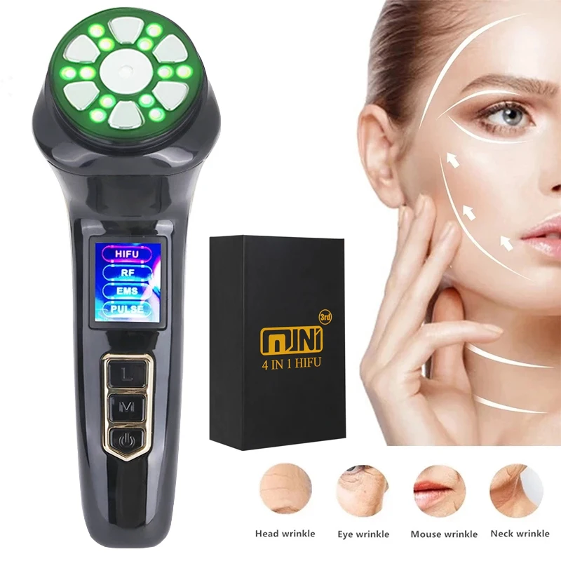 

Newest Mini HIFU 3 3rd Generation RF Ultrasonic EMS Pulse LED Rejuvenation Tighten Lifting Skin Care Original Facial Massager