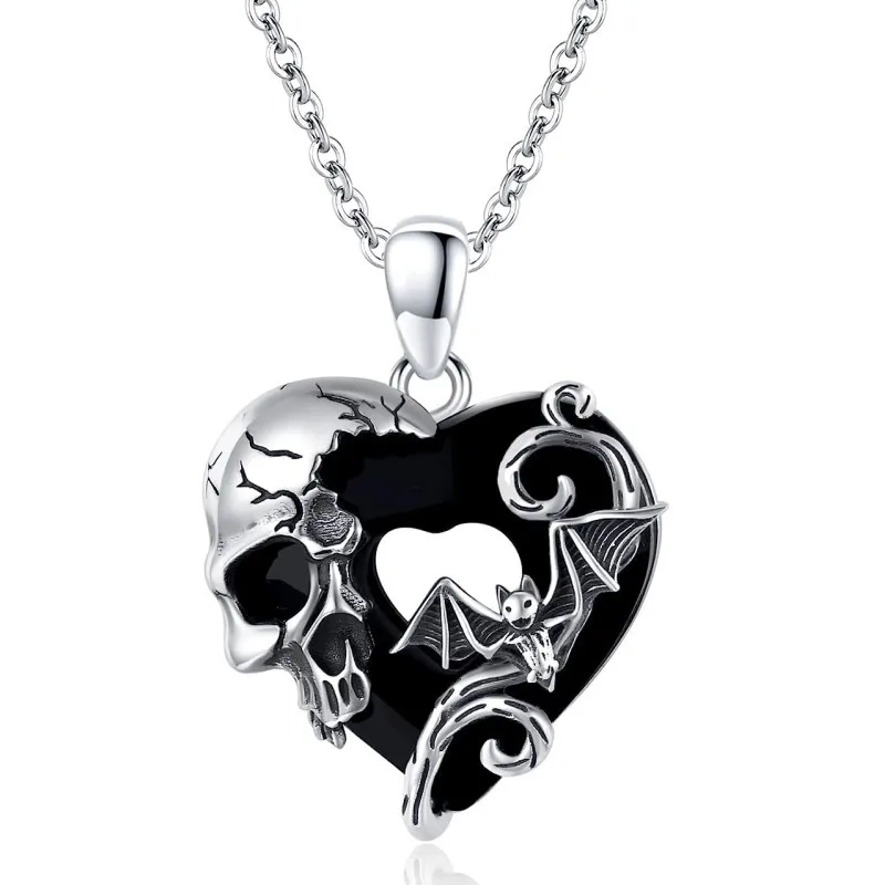 Gothic vintage dark style design love skull bat pendant love is the greatest show glamour shiny Halloween gift 
Gothic vintage dark style design love skull bat pendant love is the greatest show glamour shiny Halloween gift