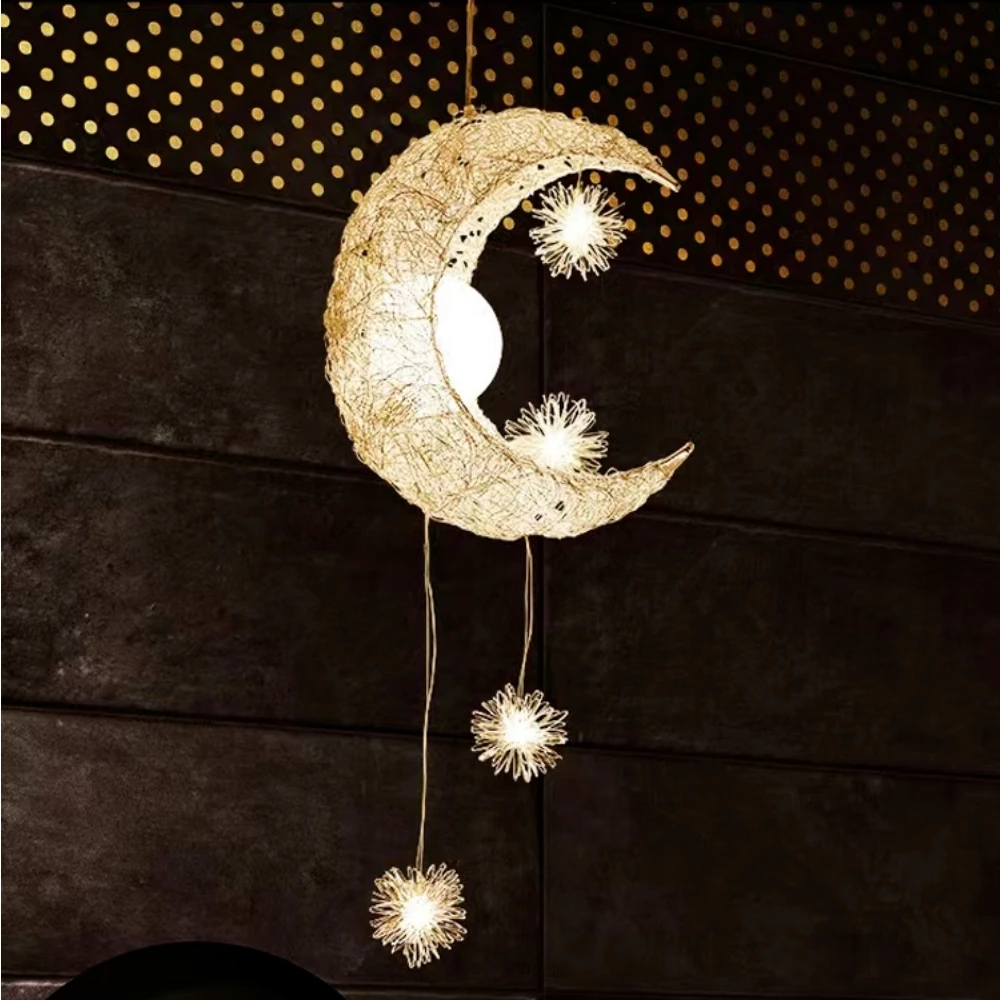 Modern Creative Pendant Light Moon Star Suspension Kids Bedroom Hanging Lamp Christmas Decorations for Home Fixture Lighting LED
Modern Creative Pendant Light Moon Star Suspension Kids Bedroom Hanging Lamp Christmas Decorations for Home Fixture Lighting LED