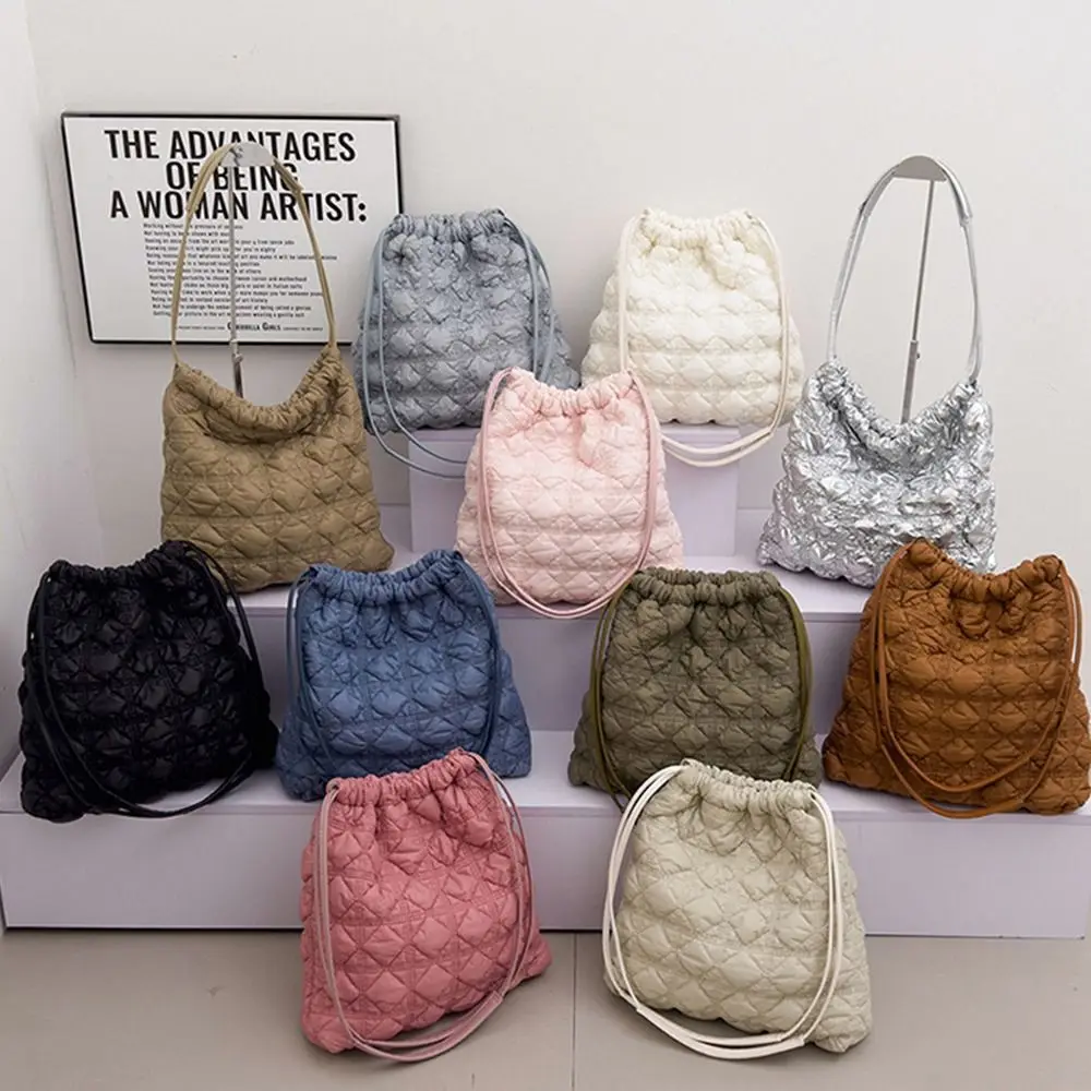 

Korean Style Space Cotton Underarm Bag Plaid Large Capacity Rhombic Lattice Handbag Shoulder Bag Solid Color Bubble Cloud Bag