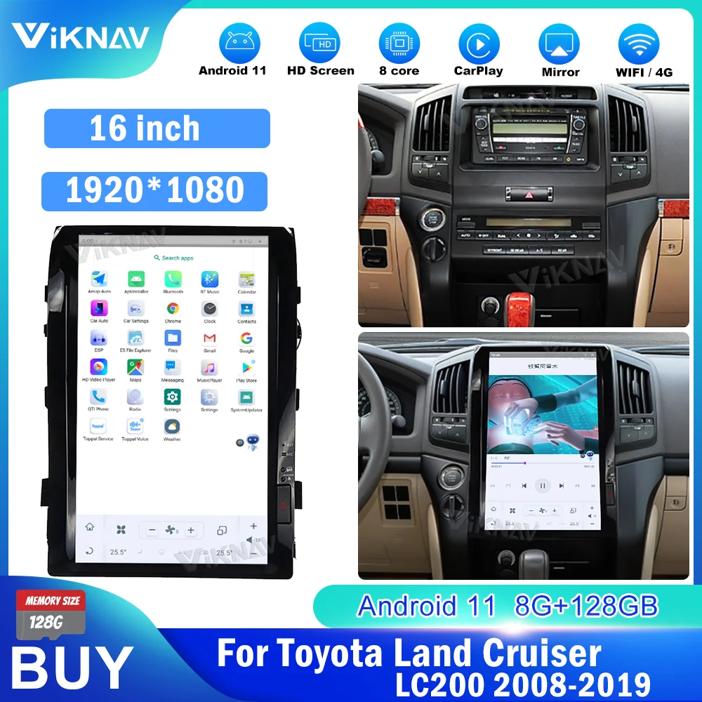 16 inch Android 11 Car Video Player For Toyota Land Cruiser 200 LC200 2008 - 2019 IPS Screen Car GPS Navigator Multimedia
16 inch Android 11 Car Video Player For Toyota Land Cruiser 200 LC200 2008 - 2019 IPS Screen Car GPS Navigator Multimedia