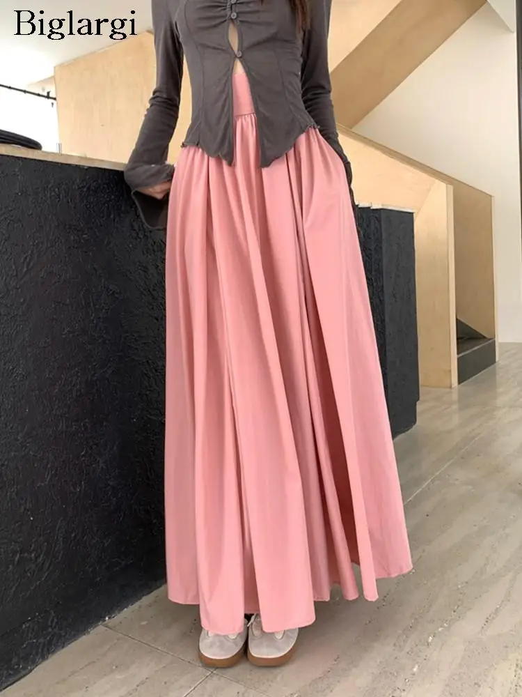 High Waist Autumn Long Skirt Women Ruffle Pleated Fashion Korean Style Loose Ladies Skirts Pink Sweet A-Line Woman Skirt 2023
High Waist Autumn Long Skirt Women Ruffle Pleated Fashion Korean Style Loose Ladies Skirts Pink Sweet A-Line Woman Skirt 2023