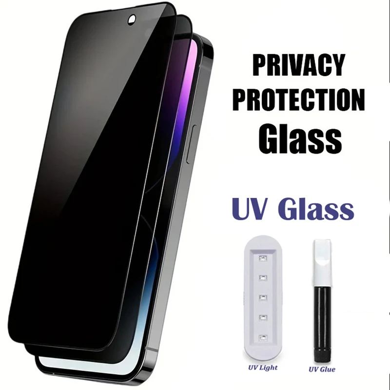 

UV Anti spy Privacy Tempered Film For iPhone 15 14 Pro Max 13 12 Mini X XS XR 11 Screen Protector apple 15pro Protective Glass