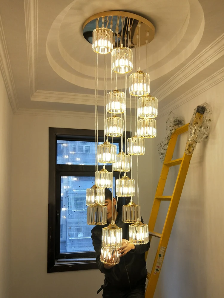 Nordic Stair light Crystal chandelier lighting Stairs Long Chandeliers Ceiling Suspension Light Living Room Hotel Lobby Lamp
Nordic Stair light Crystal chandelier lighting Stairs Long Chandeliers Ceiling Suspension Light Living Room Hotel Lobby Lamp