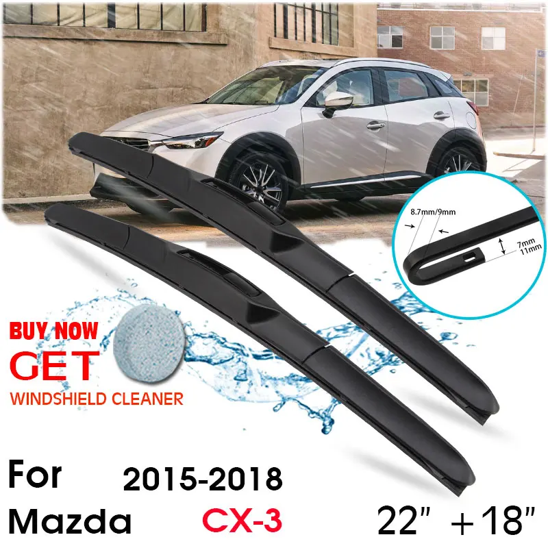 

Car Wiper Blade Front Window Windshield Rubber Silicon Refill Wipers For Mazda CX-3 2015-2018 LHD / RHD 22"+18" Car Accessories