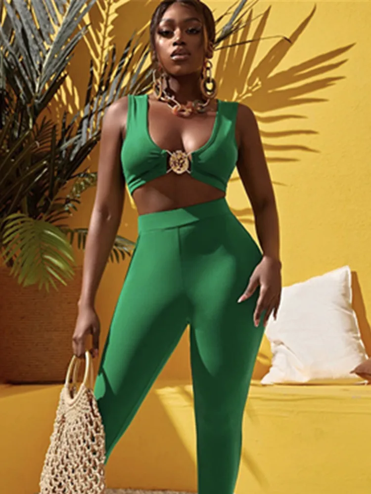 2023 Designer New Women Yoga Bandage Two Piece Set V Neck Tank Crop Top High Waist Leggings Pants Fitness Comfortable Outfits
2023 Designer New Women Yoga Bandage Two Piece Set V Neck Tank Crop Top High Waist Leggings Pants Fitness Comfortable Outfits