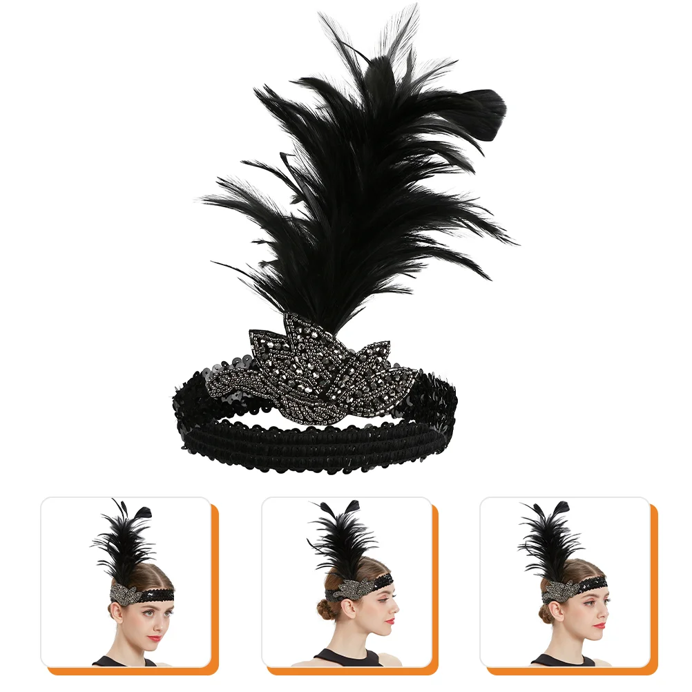 

Hair Ribbons Wedding Feather Headband Roaring 20s Accessories for Women Headgear 1920s Headbands Fancy Flapper