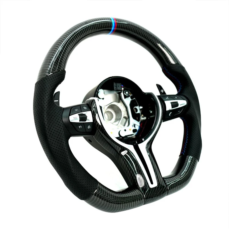 

Custom Car Steering Wheel for BMW M5 M6 F10 F20 F22 F30 F32 F36 F06 F07 E70 Carbon Fiber Leather Full Set Steering Wheel Paddles