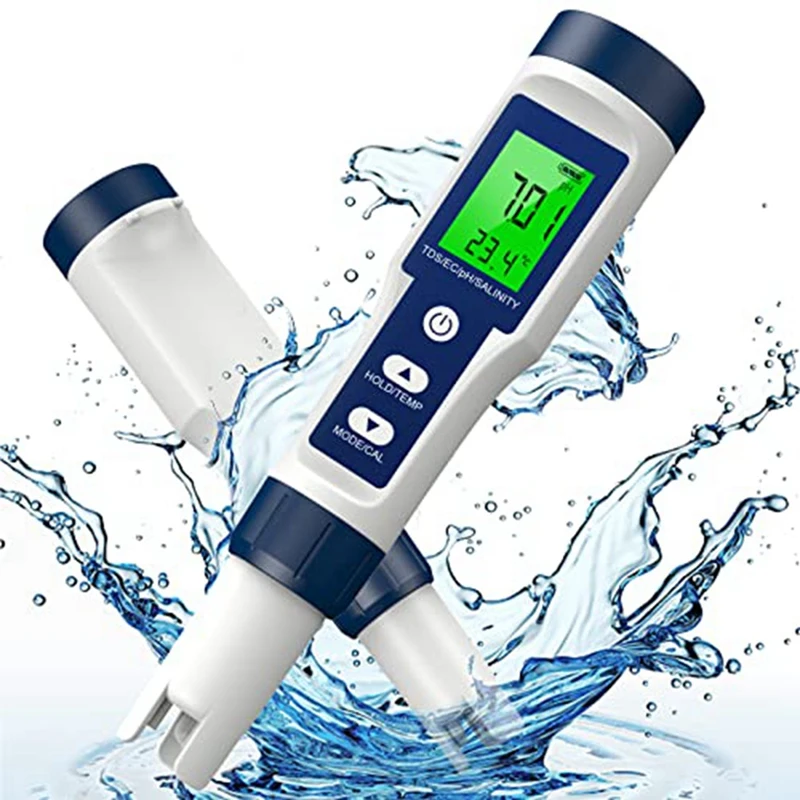TDS Meter 0-14 PH Meter 5 In 1 TDS/EC/SALT/TEMP/PH Meter For Drinking Water, Pool And Fish Tank
TDS Meter 0-14 PH Meter 5 In 1 TDS/EC/SALT/TEMP/PH Meter For Drinking Water, Pool And Fish Tank