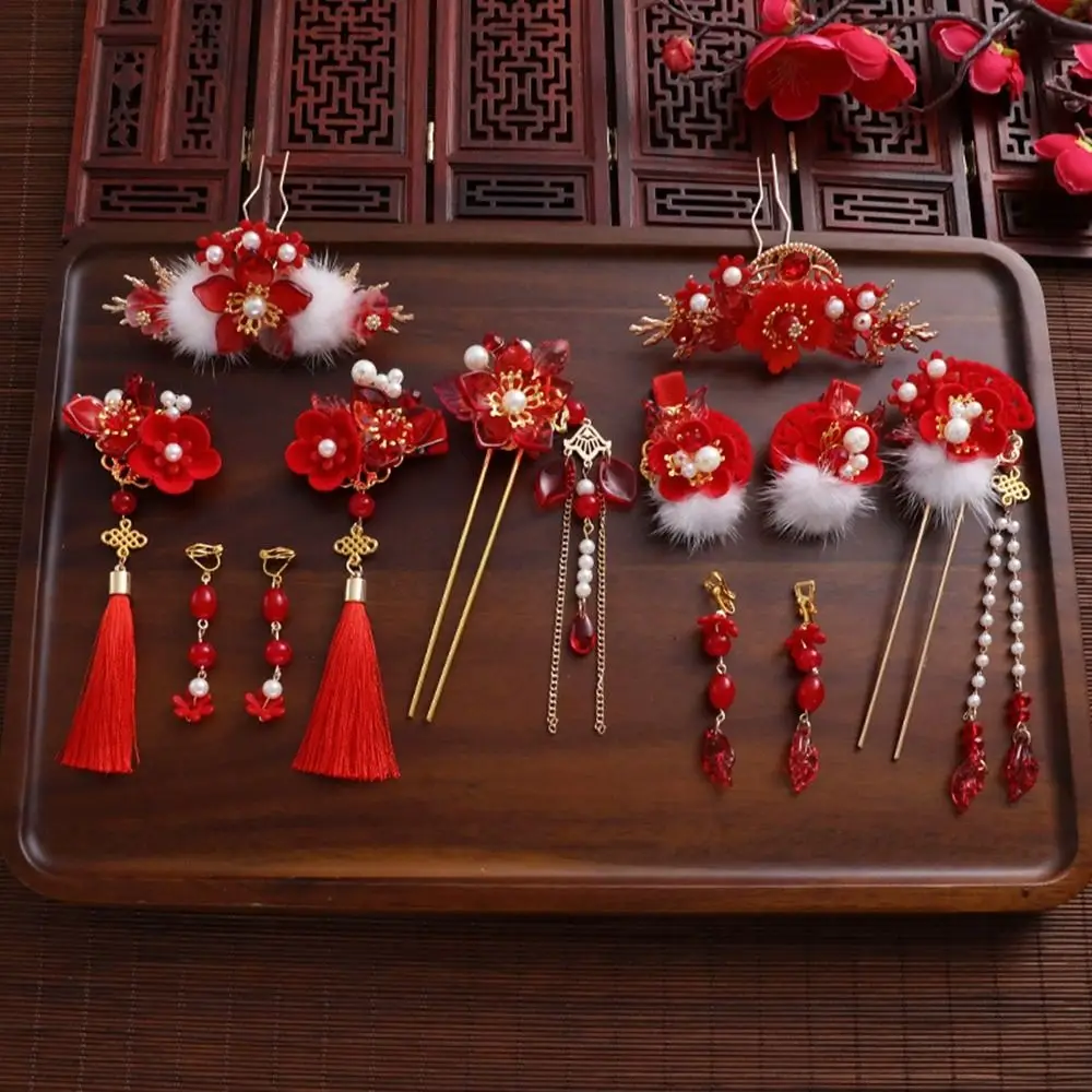 Flower Chinese Style Hairpin Set Antique Pearl New Year's Red Hanfu Hair Stick Hair Fork Earring Hair Sticks for Long Hair
Flower Chinese Style Hairpin Set Antique Pearl New Year's Red Hanfu Hair Stick Hair Fork Earring Hair Sticks for Long Hair