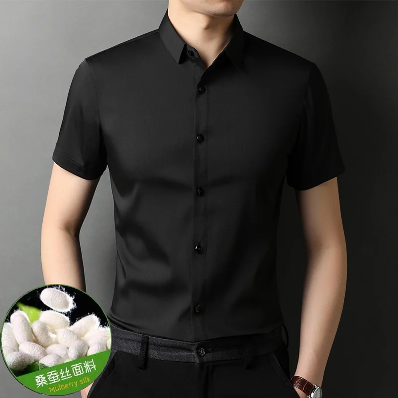 Silk 100% White 2023 Summer Korean Fashion Short Sleeve Business Casual Shirts for Men Camisa Hombre Lq
Silk 100% White 2023 Summer Korean Fashion Short Sleeve Business Casual Shirts for Men Camisa Hombre Lq