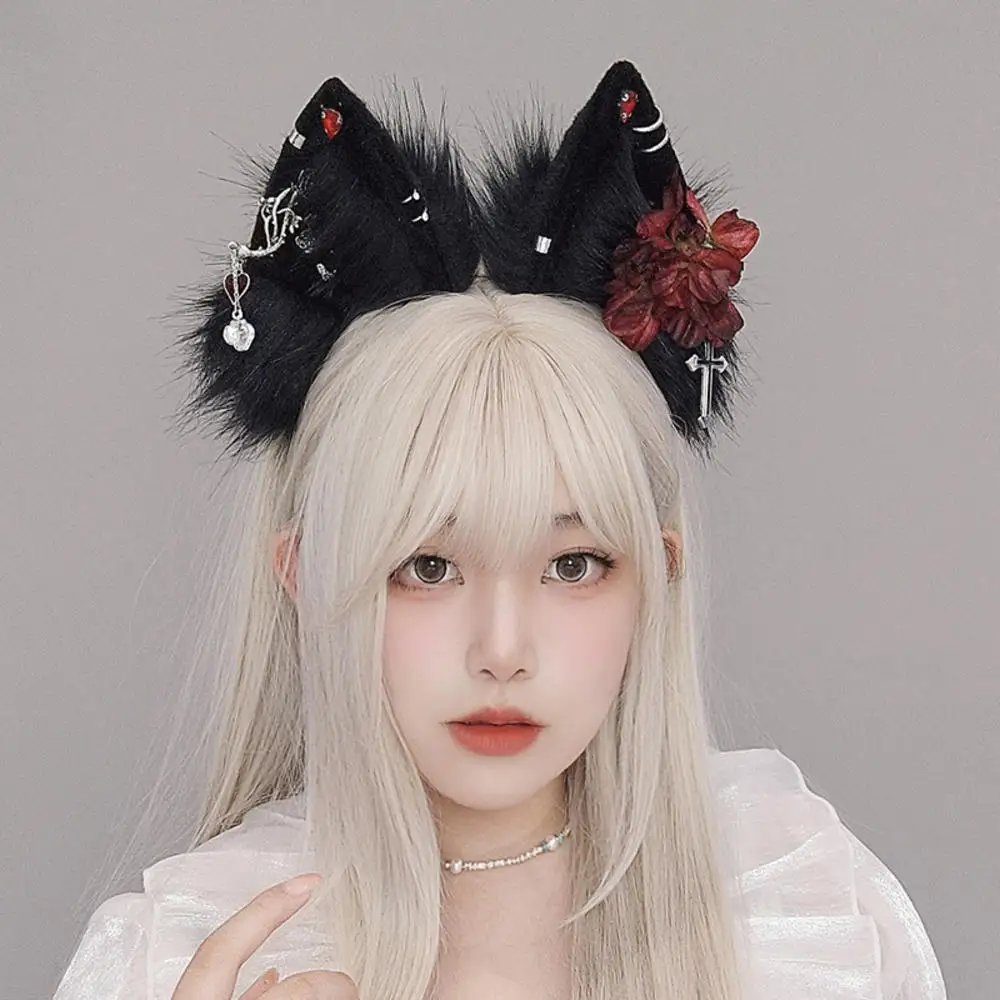 

Women Animal Wolf Ears Headdress Plush Hairband Furry Lolita Headband Anime for Halloween Christmas Cosplay Accessories