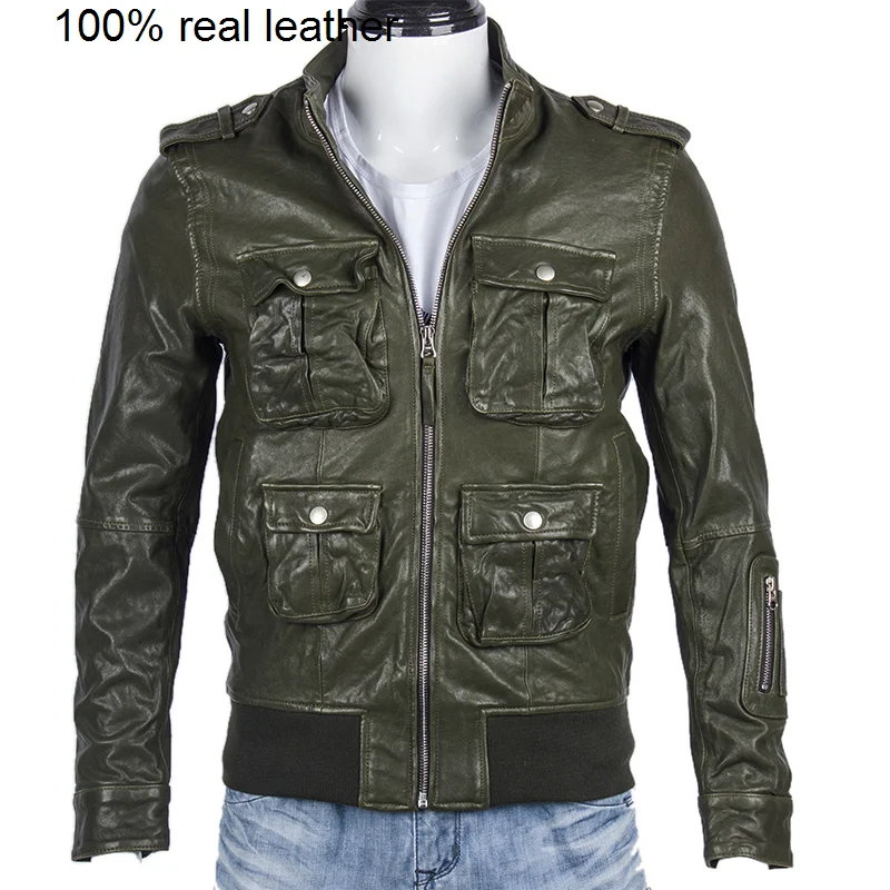 

Мужская мягкая куртка из 100% дубленой овчины, приталенная куртка из натуральной кожи, осеннее пальто, одежда M465