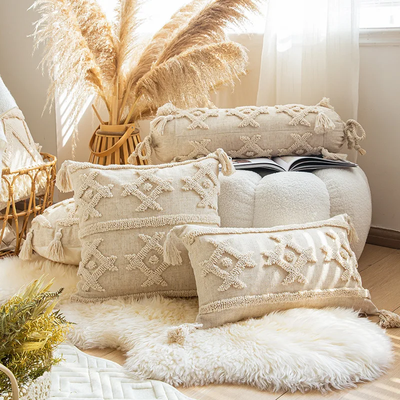 Boho Style Cushion Cover Yellow Pink Grey Hand Made Woven Pillow Cover Tassels Home decoration Macrame Pillow Case for sofa Bed
Boho Style Cushion Cover Yellow Pink Grey Hand Made Woven Pillow Cover Tassels Home decoration Macrame Pillow Case for sofa Bed