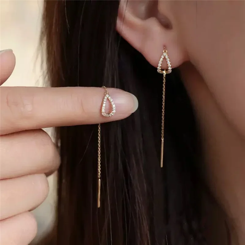 Fashion Drop Ear Line Long Hanging Earrings For Women Gold Color Zircon Crystal Threader Earing Ear Accessories Jewelry LVSJE
Fashion Drop Ear Line Long Hanging Earrings For Women Gold Color Zircon Crystal Threader Earing Ear Accessories Jewelry LVSJE