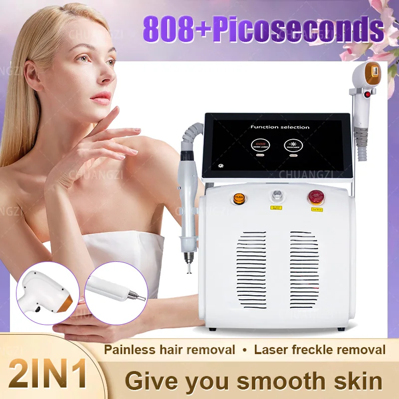 

New high quality 808 Picosecond Laser Tattoo Removal And Hair Removal Machine 2 in 1 Diode Laser Permanent Portable