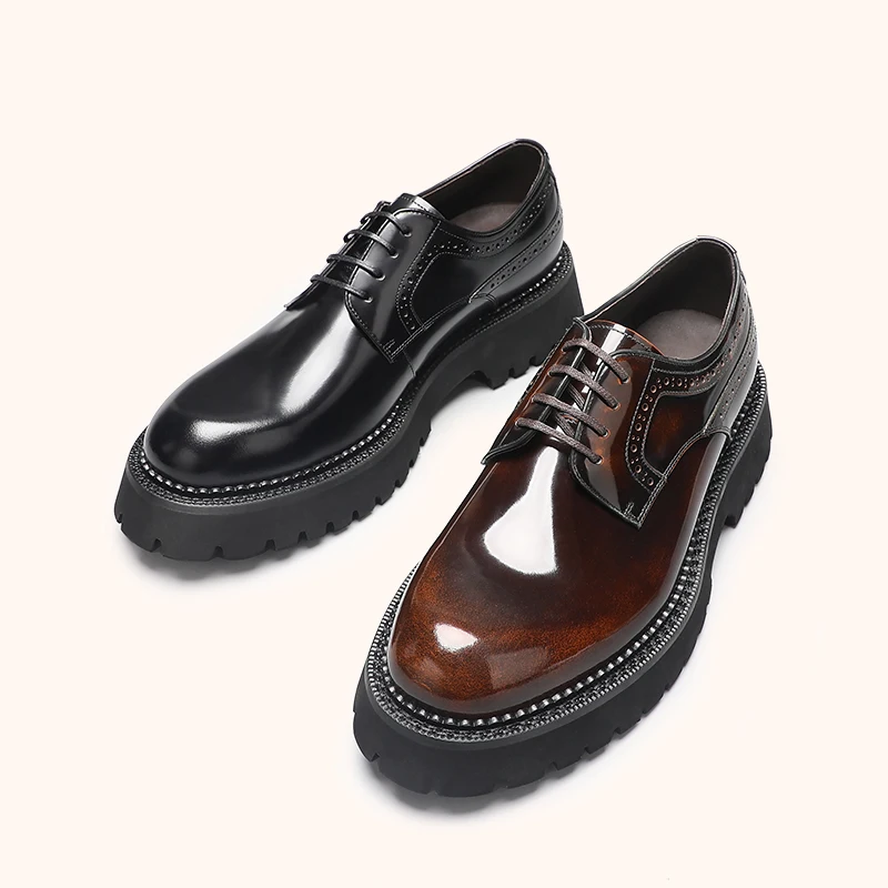 Мужские кожаные туфли на толстой подошве, черные деловые удобные дышащие кожаные туфли с круглым носком в стиле ретро, 2023
Мужские кожаные туфли на толстой подошве, черные деловые удобные дышащие кожаные туфли с круглым носком в стиле ретро, 2023