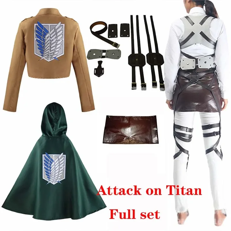 

Cosplay Anime Attack on Titan Shingeki No Kyojin Cosplay Costume Recon Corps Harness Outfits Recon Corps Belt AOT Full Set 2022