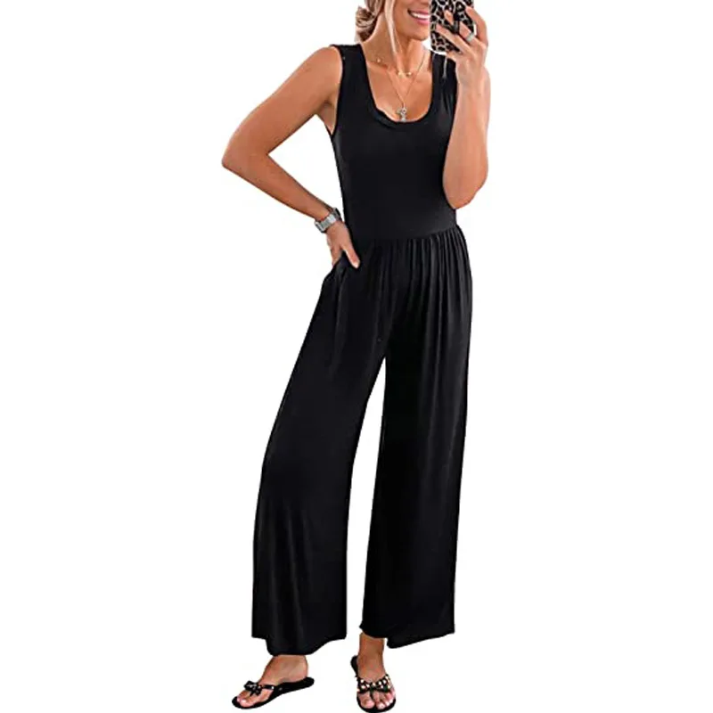 New Women's Loose Sleeveless Jumpsuit Solid Color U Neck Commuter Comfort Stretch Pants Jumpsuit With Pockets
New Women's Loose Sleeveless Jumpsuit Solid Color U Neck Commuter Comfort Stretch Pants Jumpsuit With Pockets