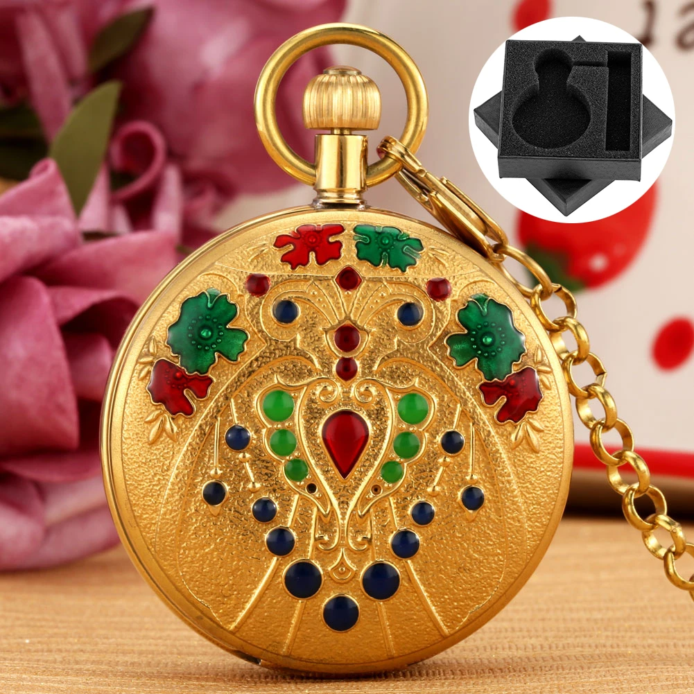 Colorful Flowers Dots Matte Gold Copper Automatic Mechanical Pocket Watch Men Gift Box Double Sides Open Cover Antique Clock
Colorful Flowers Dots Matte Gold Copper Automatic Mechanical Pocket Watch Men Gift Box Double Sides Open Cover Antique Clock