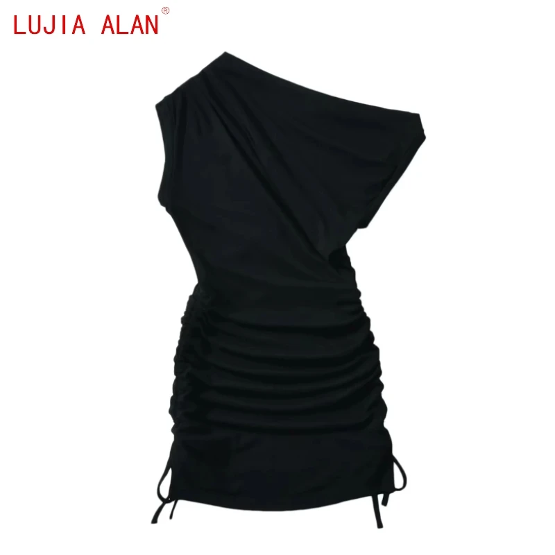 New Women's 2 Colors Knitted Irregular Mini Dress Female Casual Drawstring Pleated Slim Vestidos LUJIA ALAN WD3966
New Women's 2 Colors Knitted Irregular Mini Dress Female Casual Drawstring Pleated Slim Vestidos LUJIA ALAN WD3966