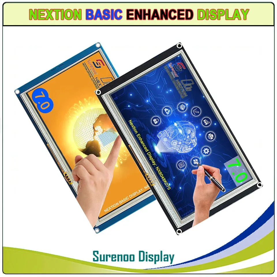 

7.0" Nextion Enhanced-NX8048K070 Basic-NX8048T070 HMI USART UART Serial Resistive Touch TFT LCD Module Display Panel GPIO RTC