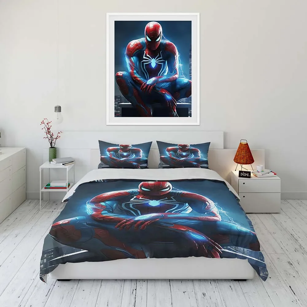 

Disney Spider-Man Avengers Cartoon Bedding Set Quilt Spiderman Duvet Cover Comforter Bedclothes Children Kid Bed Birthday Gift