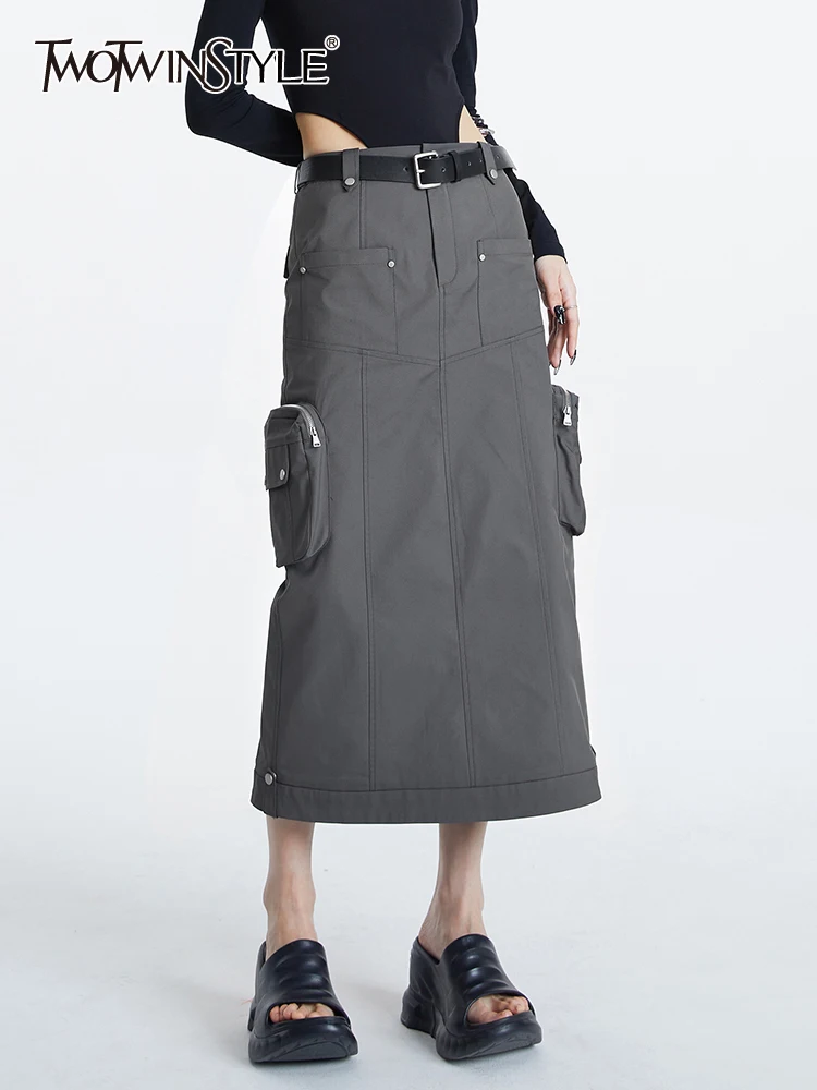 TWOTWINSTYLE Streetwear Midi Skirt For Women High Waist Patchwork Pockets Solid Straight Minimalist Skirts Female Clothing New
TWOTWINSTYLE Streetwear Midi Skirt For Women High Waist Patchwork Pockets Solid Straight Minimalist Skirts Female Clothing New