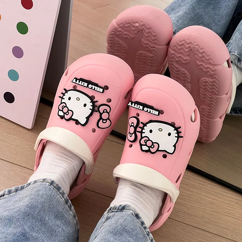 

Cartoon Melody Cute Sweet Slippers Y2k Summer Korean Style Versatile Sandals Women Sanrios Hello Kitty Fashion Thick Sole Shoes