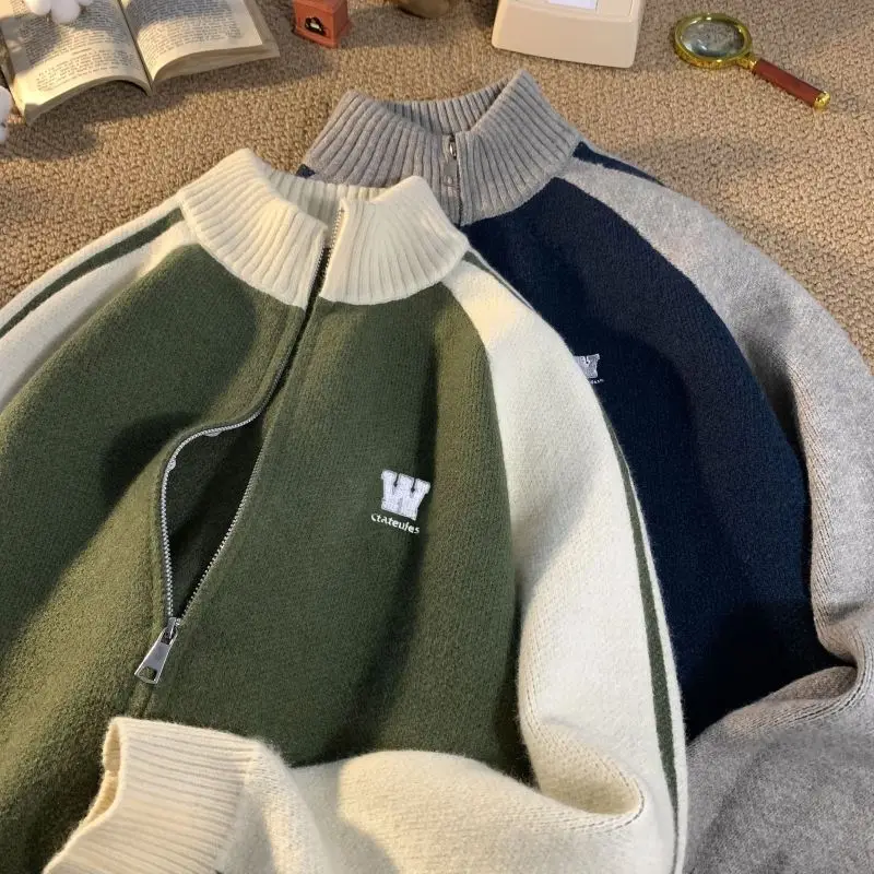 Korean cardigan sweater men's winter thickened half turtleneck sweater autumn and winter raglan sleeve zipper jackets y2k tops
Korean cardigan sweater men's winter thickened half turtleneck sweater autumn and winter raglan sleeve zipper jackets y2k tops