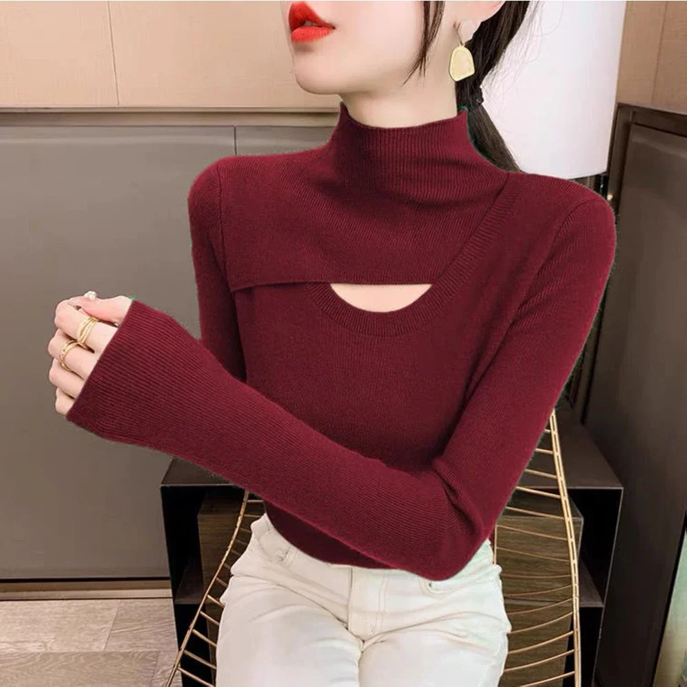 Women's Pullover Half High Neckline Hollowed Out Bottom Sweater For Autumn Winter Paired With New Slim Fitting Versatile Shirt
Women's Pullover Half High Neckline Hollowed Out Bottom Sweater For Autumn Winter Paired With New Slim Fitting Versatile Shirt