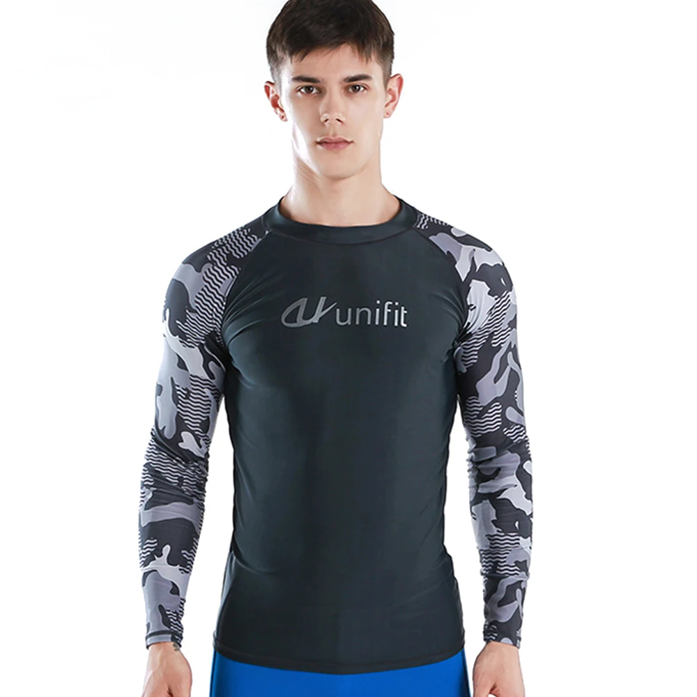 Фото Мужская плавательная футболка купальник пляжная одежда для плавания с защитой