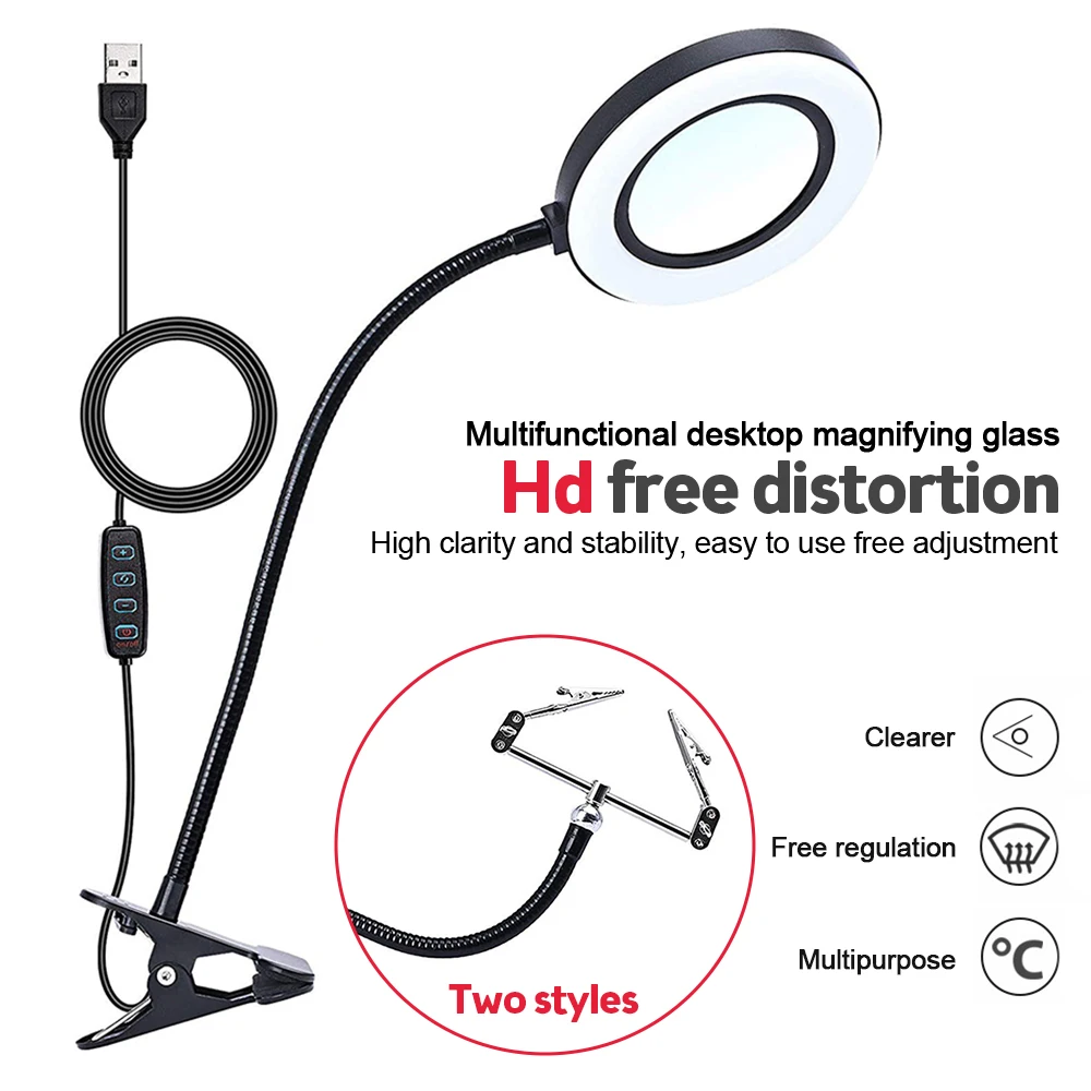 72 LEDS Illuminated Magnifier 8X USB 3 Colors LED Magnifying Glass for Soldering Iron Repair/Table Lamp/Skincare Beauty Tool 
72 LEDS Illuminated Magnifier 8X USB 3 Colors LED Magnifying Glass for Soldering Iron Repair/Table Lamp/Skincare Beauty Tool