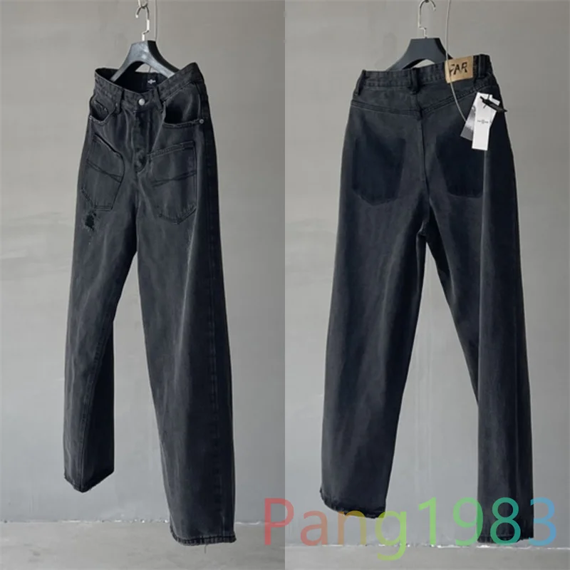 

Washed FAR ARCHIVE Wide Leg Jeans Men and Women 1:1 High Quality Heavy Industry Reversed Pocket Pants