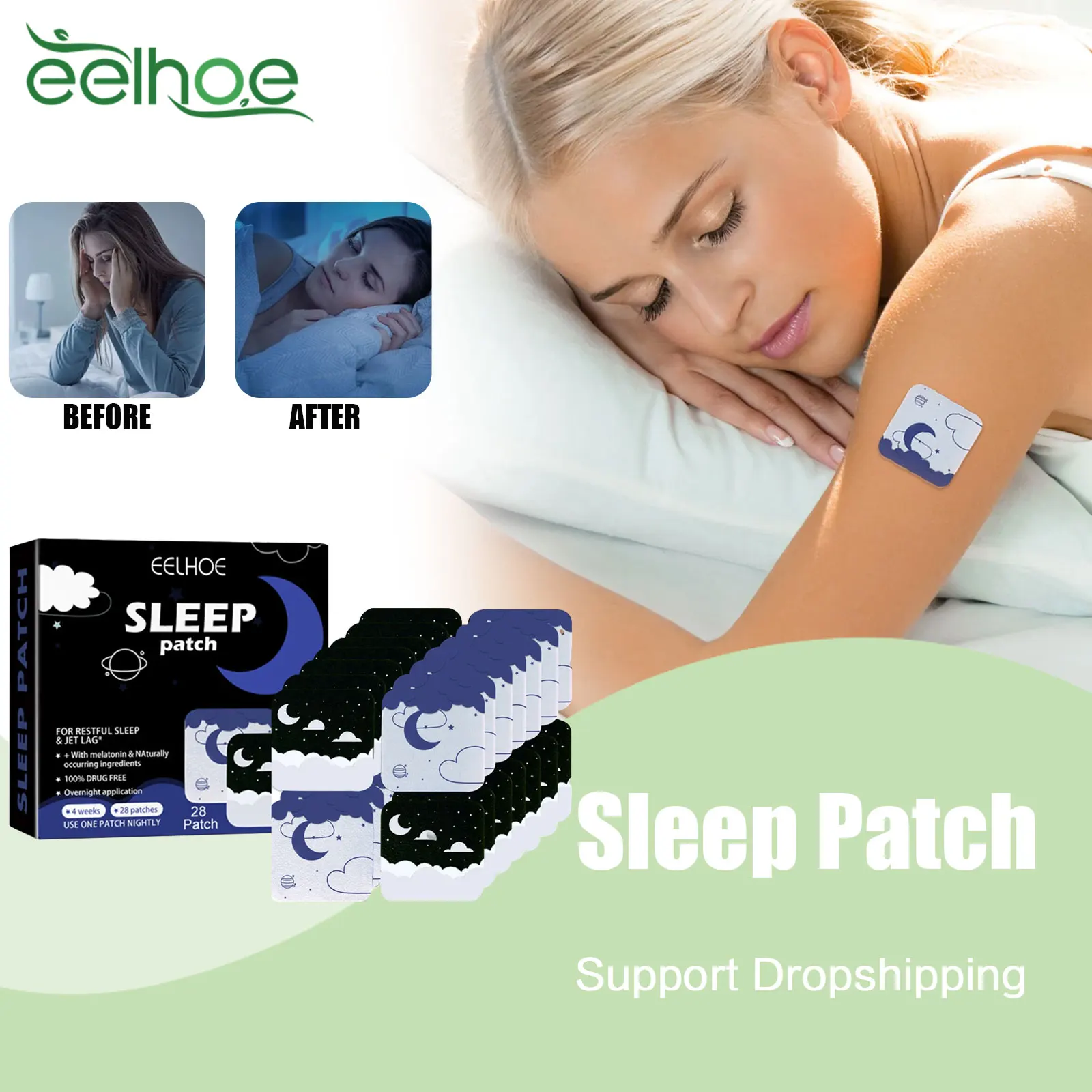 EELHOE Improve Sleep Stickers Relieve Insomnia Irritability Stress Anxiety Headache Quality Body Relax Sleep Aid Medical Patches
EELHOE Improve Sleep Stickers Relieve Insomnia Irritability Stress Anxiety Headache Quality Body Relax Sleep Aid Medical Patches