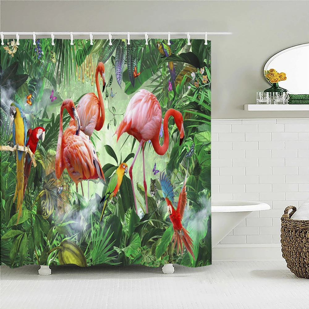 Pink Flamingo Shower Curtains Tropical Green Leaves Animal Waterproof Polyester Fabric Bathroom Curtain Decor Bath Screen Home
Pink Flamingo Shower Curtains Tropical Green Leaves Animal Waterproof Polyester Fabric Bathroom Curtain Decor Bath Screen Home