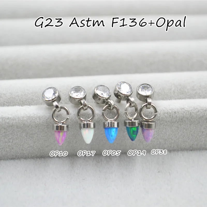 

10pcs G23 Astm F136 CZ Opal Stone Lip Labret Ring Bar Ear Cartilage Helix Rook Tragus Studs 16G Body Piercing Jewelry New