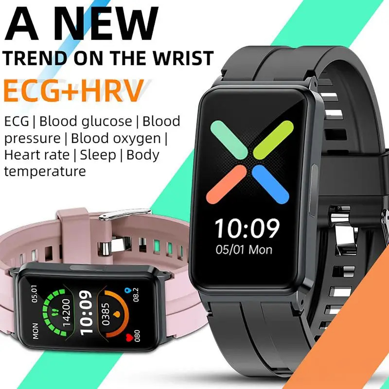 

New EP01 Blood Glucose Sugar Monitor Smart Wristband Watch ECG PPG HRV Heart Rate Blood Pressure Sleep Band Fitness Trackers