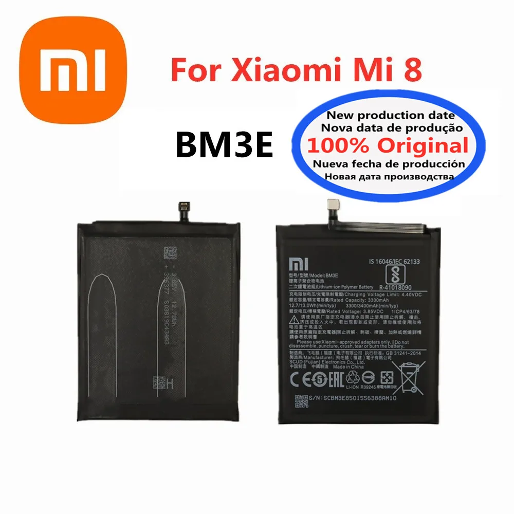 2022 years New Xiaomi 100% Orginal 3400mAh Battery For Xiaomi Mi 8 Mi8 M8 BM3E High Quality Phone Replacement Batteries
2022 years New Xiaomi 100% Orginal 3400mAh Battery For Xiaomi Mi 8 Mi8 M8 BM3E High Quality Phone Replacement Batteries