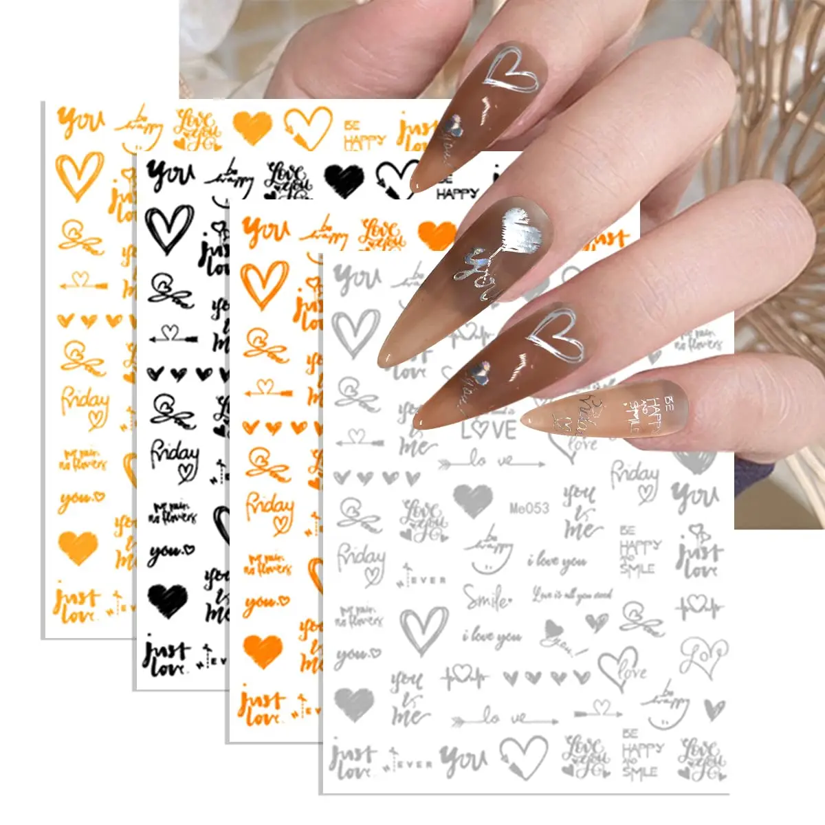 8PCS Heart Nail Art Sticker Nail Decal 3D Laser Self-Adhesive Nail Slider Alphabet English Love Nail Sticker DIY Nail Decoration
8PCS Heart Nail Art Sticker Nail Decal 3D Laser Self-Adhesive Nail Slider Alphabet English Love Nail Sticker DIY Nail Decoration