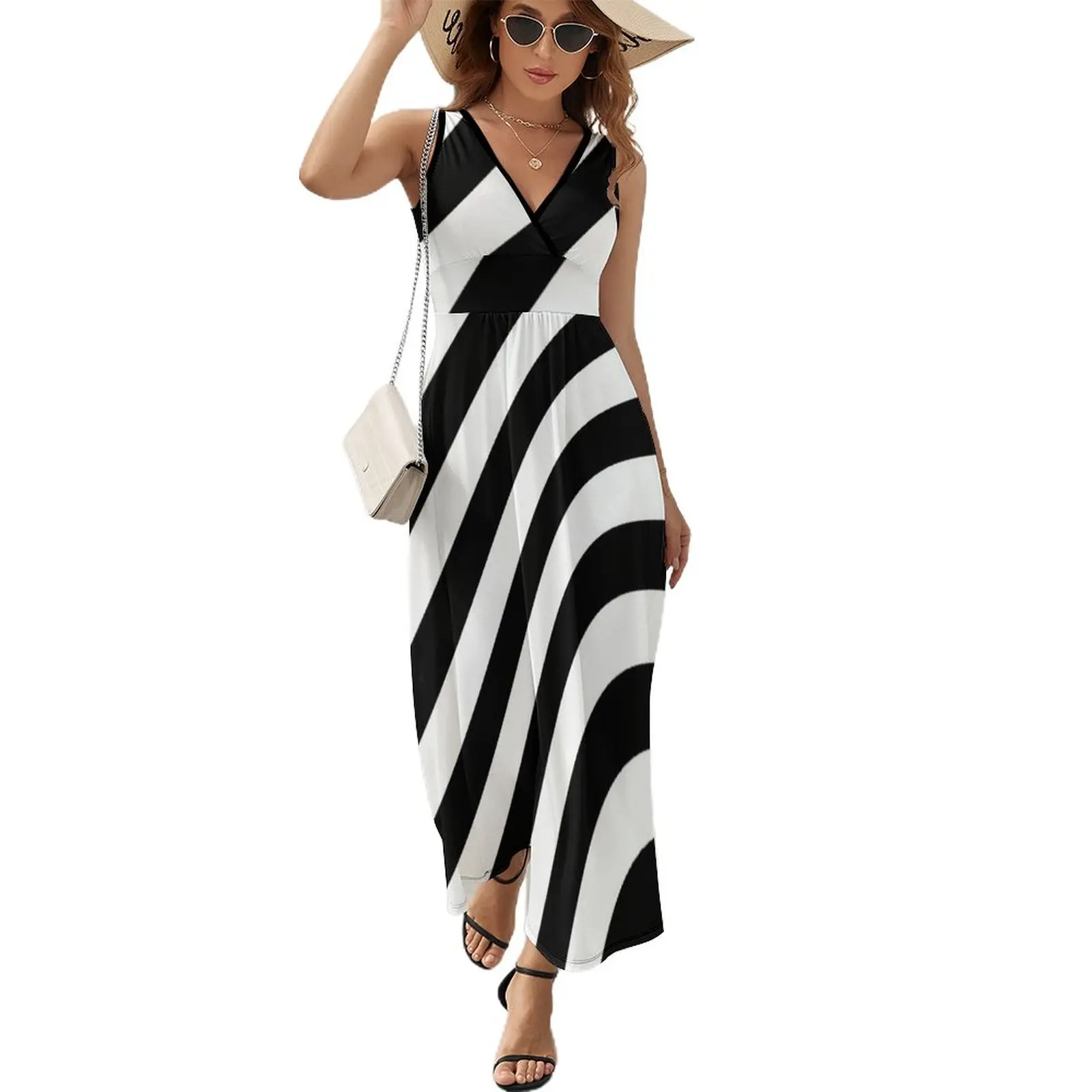

Black and White Diagonal Stripe Pencil Skirt Sleeveless Dress dress summer dresses ladies 2023 summer