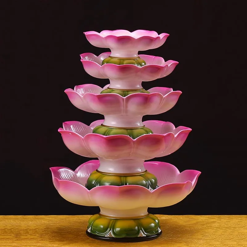 

4.5-9 inch Creative Lotus Ceramic Fruit Plate Snack Dish Guanyin Tribute Plates Buddha Hall Enshrine Food Plate Supplies Decor