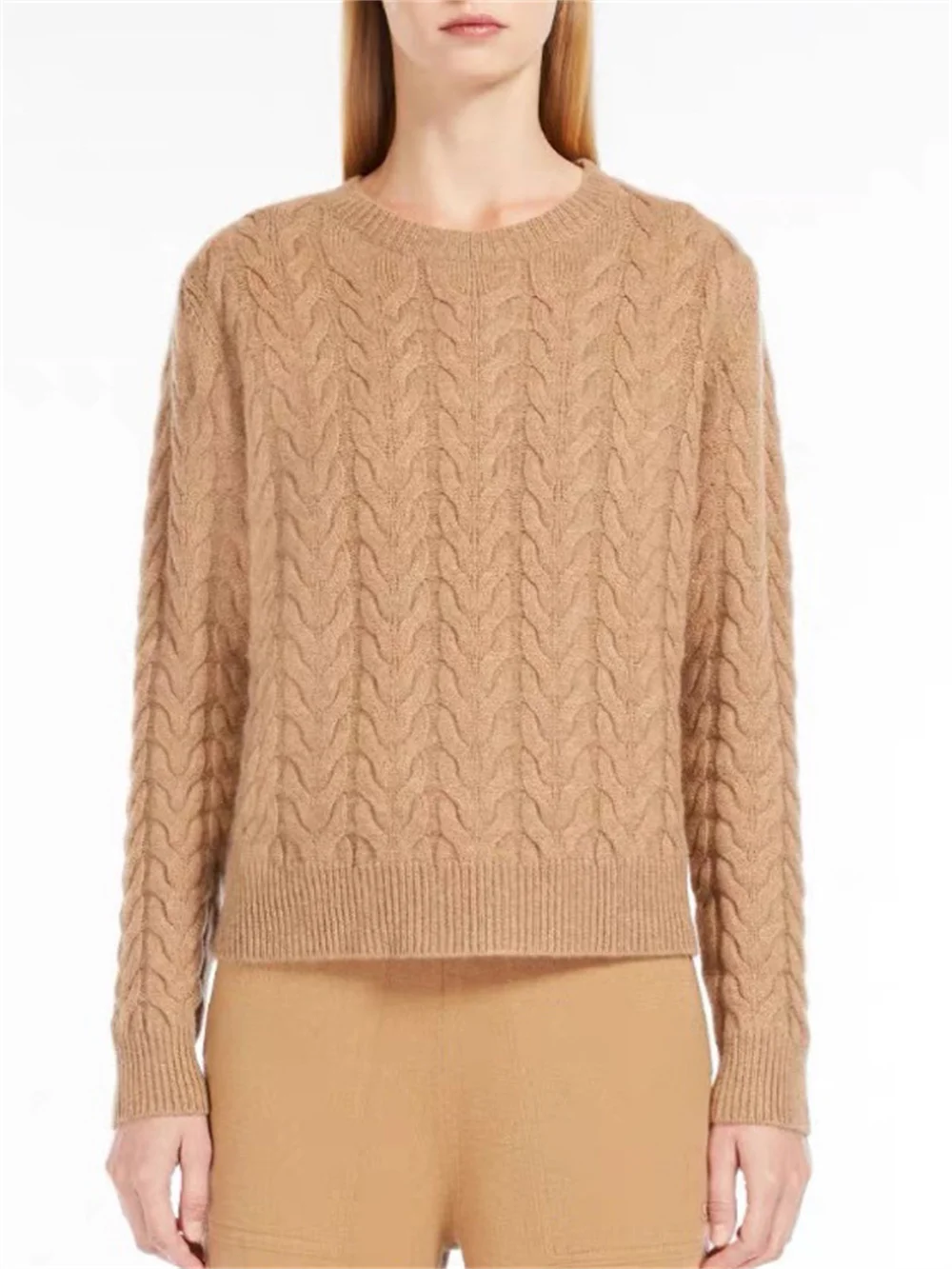 Women's Solid Color 100% Cashmere Knit Sweater Twisted Simple and Stylish Female Commuting O-Neck 2023 Fall Winter Jumper
Women's Solid Color 100% Cashmere Knit Sweater Twisted Simple and Stylish Female Commuting O-Neck 2023 Fall Winter Jumper