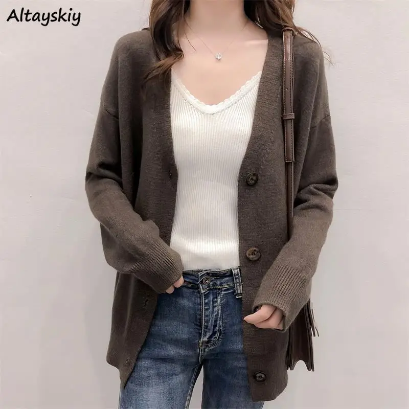 

Cardigan Women Solid Basic Sweet Minimalist Fashion Chic Clothes Knitting Casual Ulzzang Daily Office Stretchy All-match Autumn