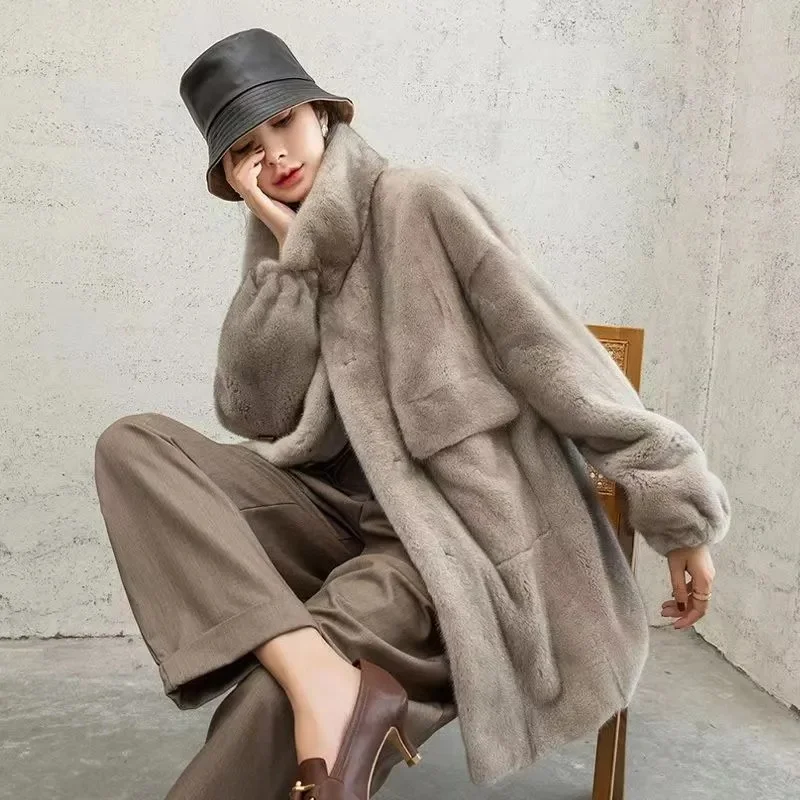 

Velvet mink Fur Coat For Women Whole Mink Temperament Socialite mink Fur Young Style 2024Winter New Fashionable mid Length Style