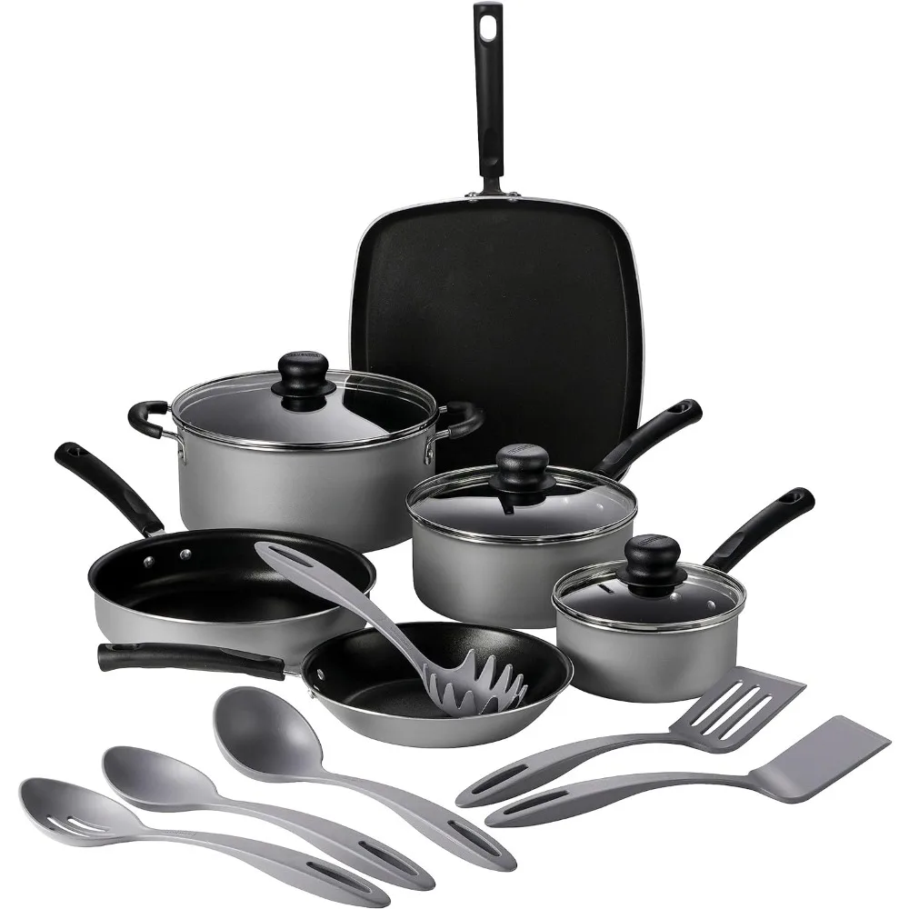 

Tramontina 15 pc Aluminum Nonstick Cookware Set with Utensils - Silver, 80143/035DS