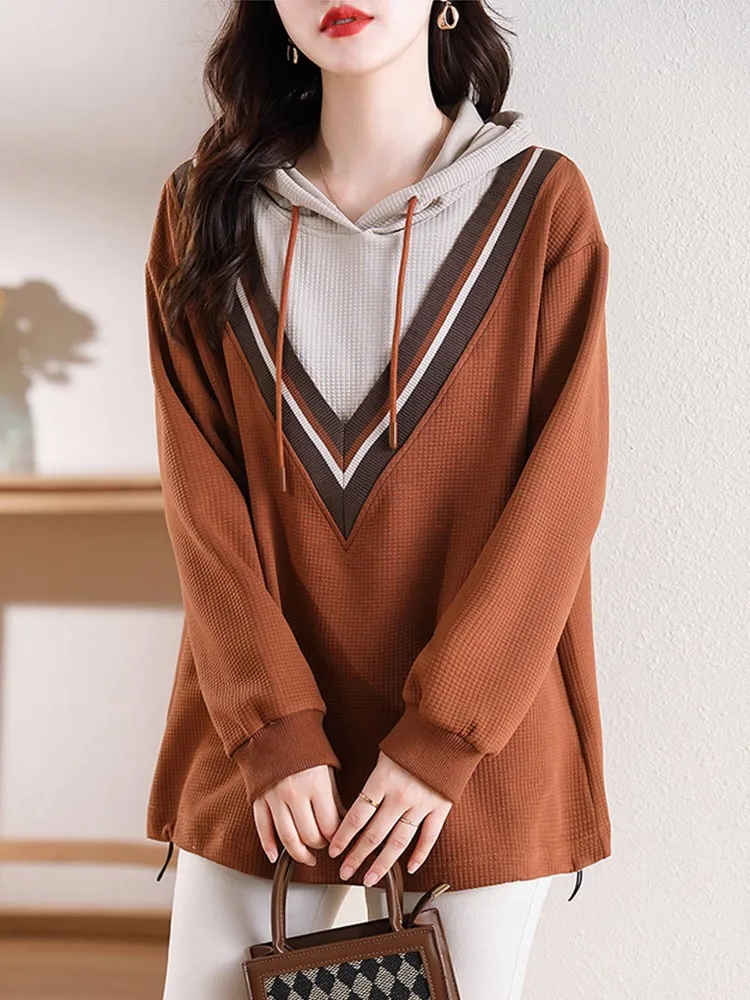 Women Casual Hoodies New Arrival 2023 Autumn Korean Style Patchwork Color Loose Female Long Sleeve Hooded Pullovers B3076
Women Casual Hoodies New Arrival 2023 Autumn Korean Style Patchwork Color Loose Female Long Sleeve Hooded Pullovers B3076