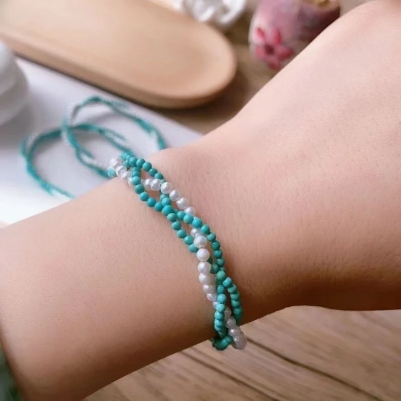 Natural Mineral Turquoise Bracelet High Porcelain Turquoise Bead Chain with Pearl 925 Sterling Silver Button
Natural Mineral Turquoise Bracelet High Porcelain Turquoise Bead Chain with Pearl 925 Sterling Silver Button