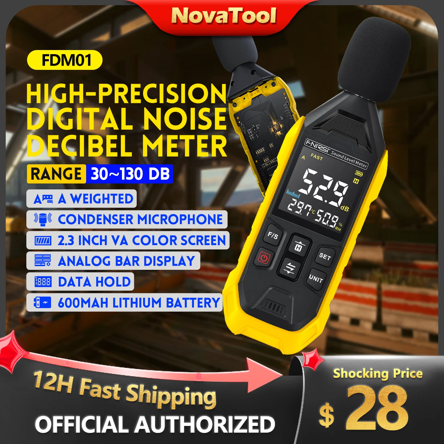 Шумомер FNIRSI FDM01, Ручной цифровой измеритель уровня звука, 30-130 дБ
Шумомер FNIRSI FDM01, Ручной цифровой измеритель уровня звука, 30-130 дБ