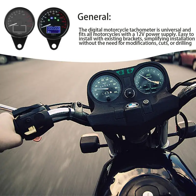 

Motorcycle Tachometer Universal Motorcycle LCD Digital Speedometer Backlight Dashboard Oil Level Meter Speed Gauge LED Odometer